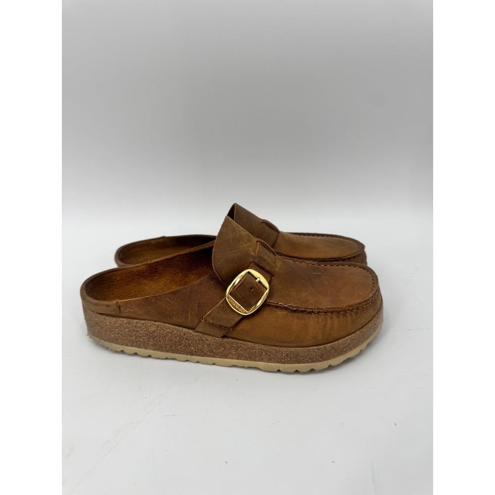 Birkenstock Buckley Clog Women 8 Brown Leather Moccasin Buckle